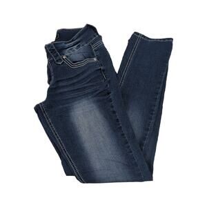 EUC Cato Contemporary Jeans Blue Womens 6 Triple Button Bleaching Pockets